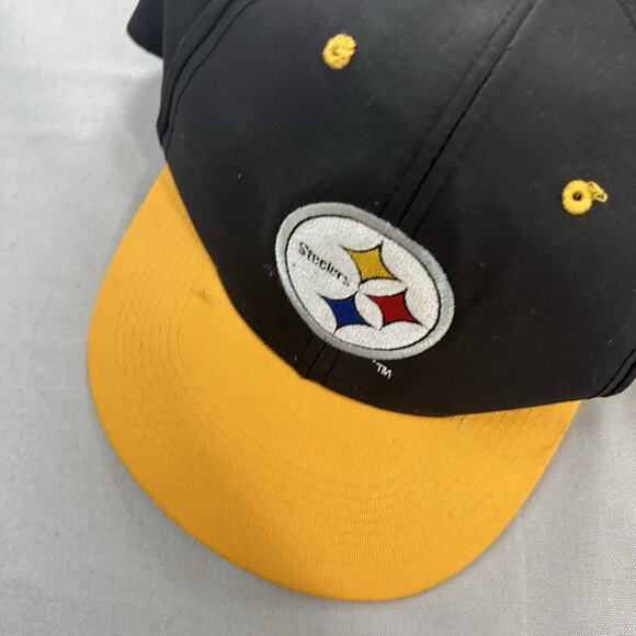 Vintage 90s Logo 7 Pittsburgh Steelers Snapback Hat Cap Football Black & Yellow - Picture 6 of 6